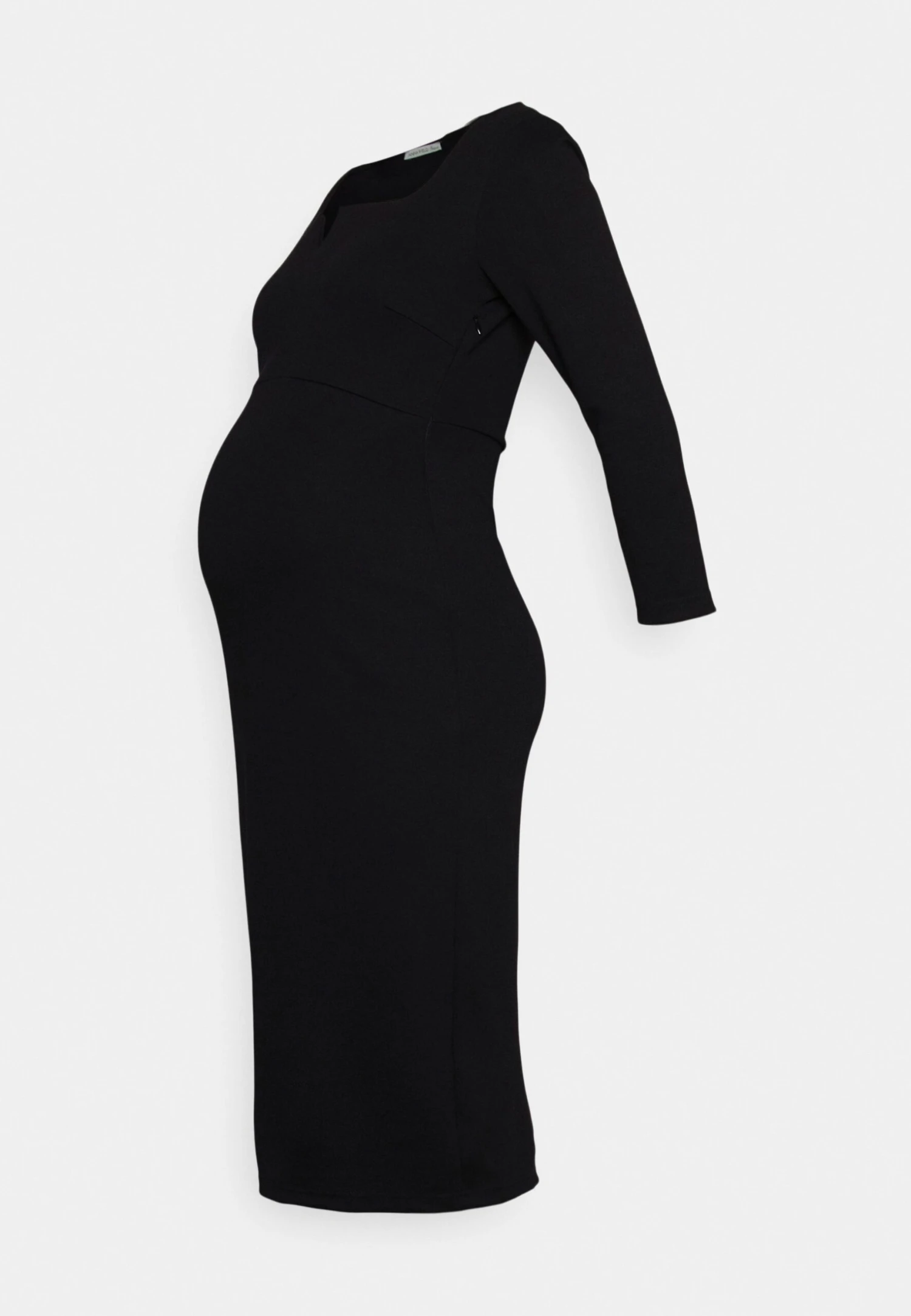 Notch Neckline Midi Dress - Jerseyjurk - Black 6 Notch Neckline Midi Dress - Jerseyjurk - Black - Afbeelding 4