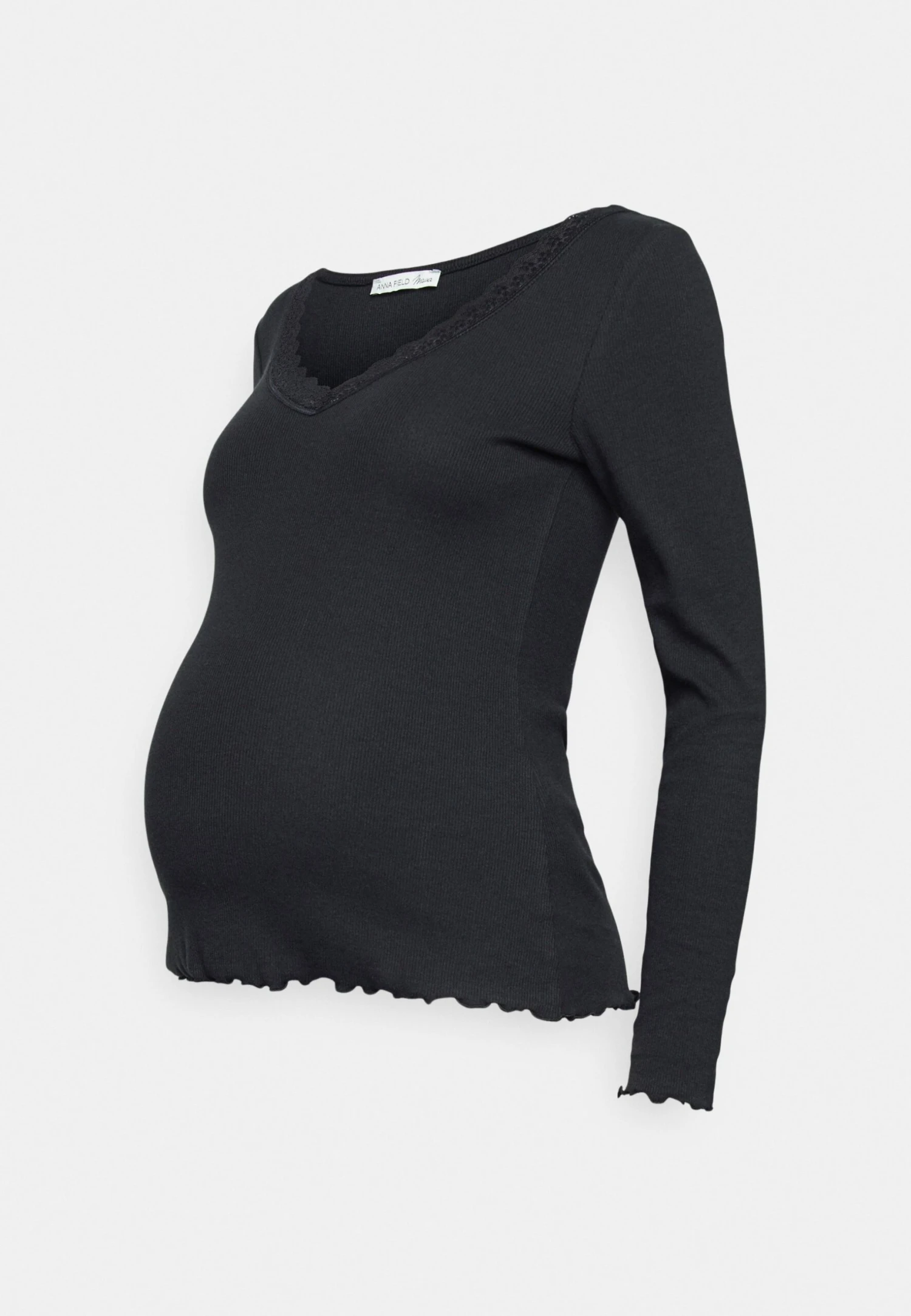 Maternity Ribbed Longsleeve Lace- Longsleeve - Black 6 Maternity Ribbed Longsleeve Lace- Longsleeve - Black - Afbeelding 4