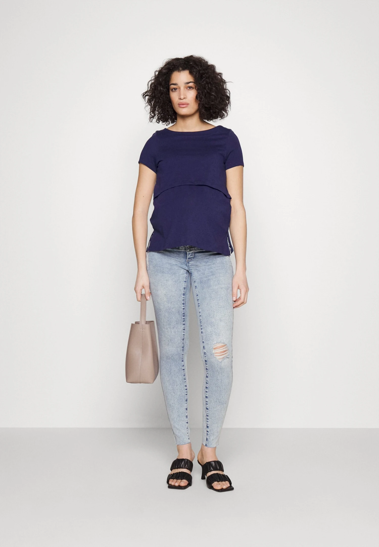 Maternity Long Tee- T-Shirt Basic - Dark Blue 4 Maternity Long Tee- T-Shirt Basic - Dark Blue - Afbeelding 2