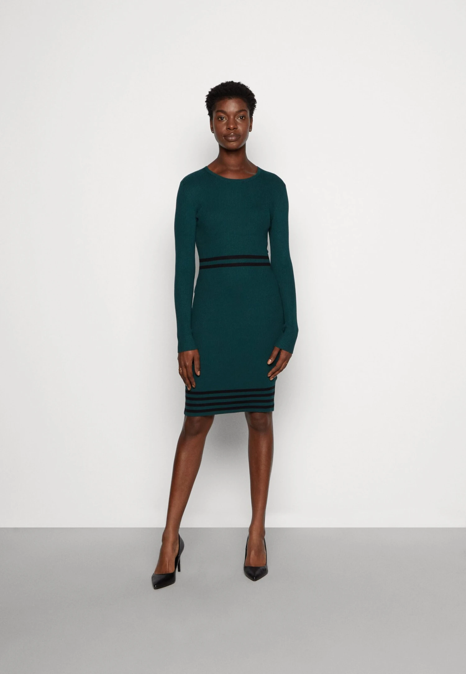 Anna Field Gebreide Jurk - Dark Green/Black 3 Anna Field Gebreide Jurk - Dark Green/Black