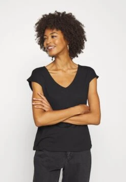 Anna Field Basic V Neck Drop Shoulder 2 Pack- T-Shirt Basic - Black/White -Anna Field 1f193f8515c34f9fa01901a15f96e6ed