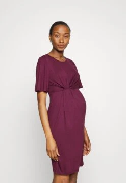 Sleeves Mini Dress- Jerseyjurk - Purple