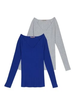 Anna Field 2-Pack - Longsleeve - Blue/Mottled Grey -Anna Field 3740952350b54d9eb9a967298177002f