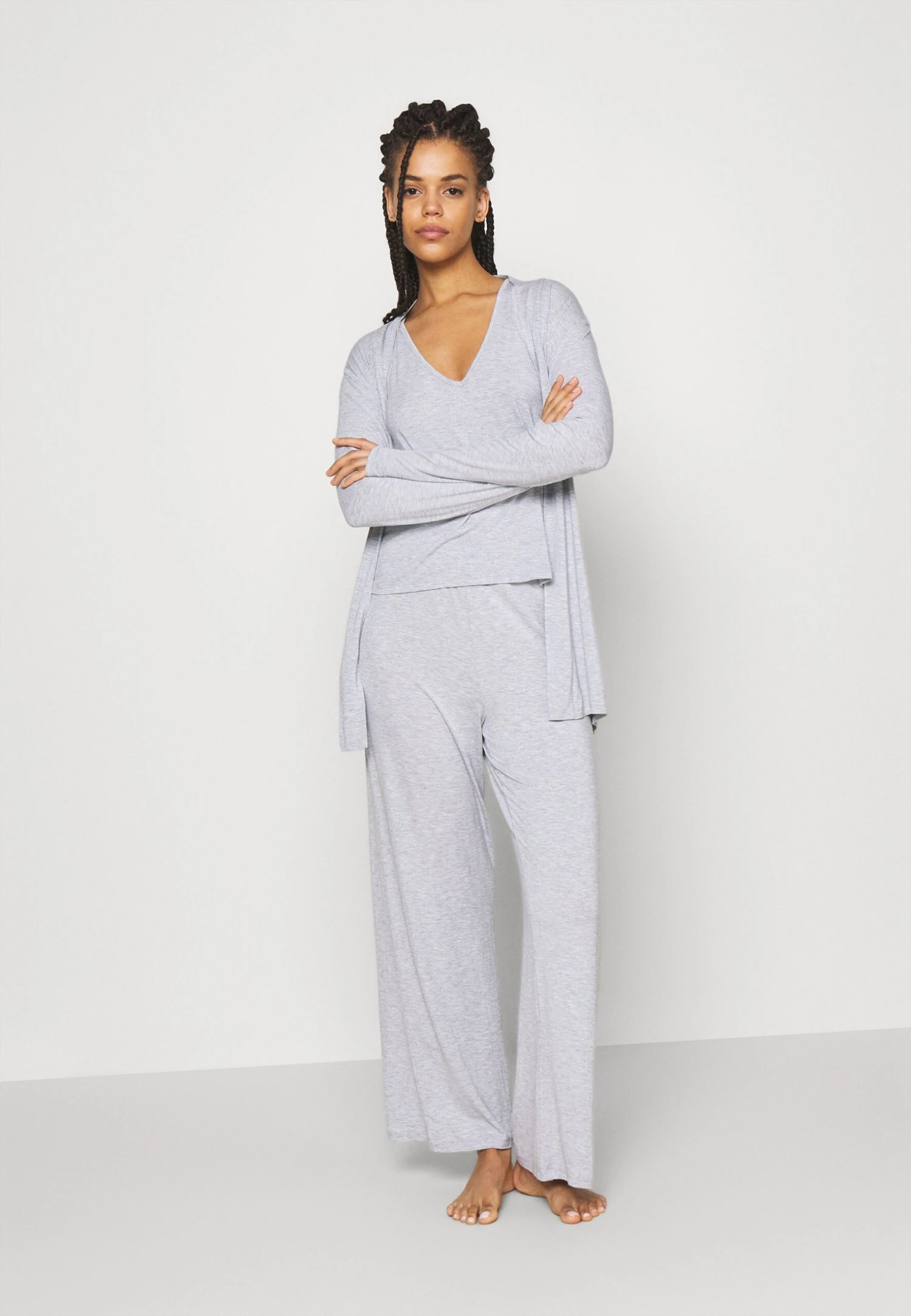 Anna Field 3 Piece Jersey- Pyjama - Mottled Light Grey 4 Anna Field 3 Piece Jersey- Pyjama - Mottled Light Grey - Afbeelding 2