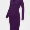 V Ausschnitt Mini Bodycon Ripp Strickkleid - Gebreide Jurk - Purple -Anna Field 417ef325dc994b47b610c8e3f0c31311