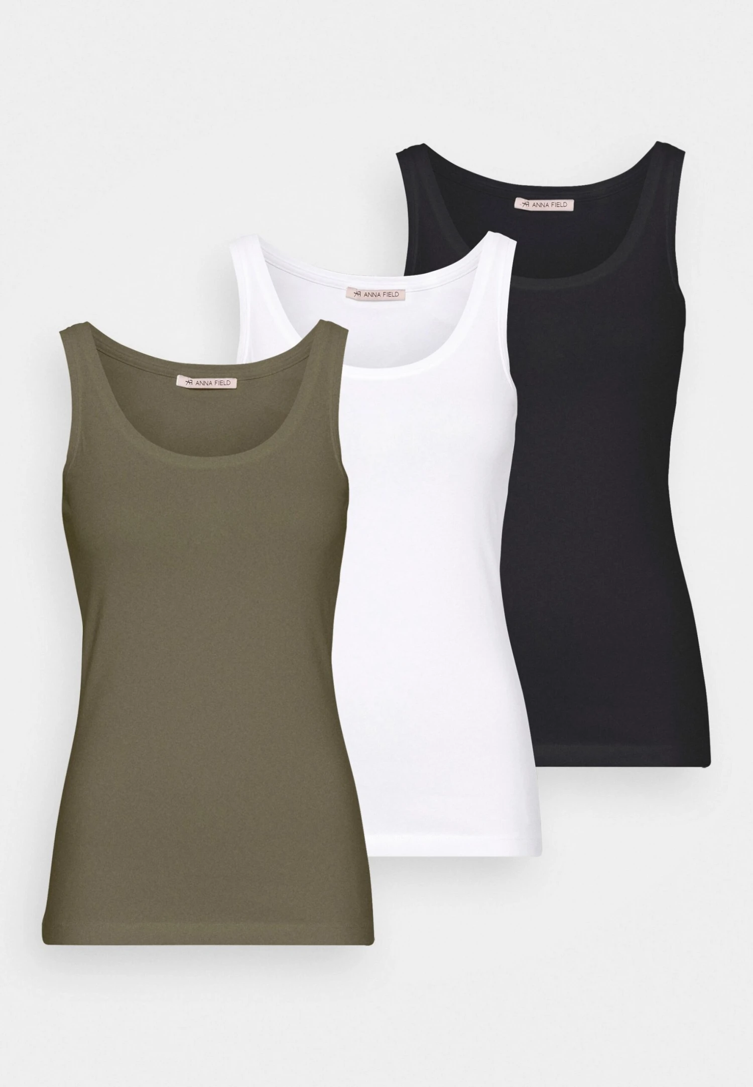 Anna Field Basic Tank 3Er Pack - Top - Black/White /Khaki 9 Anna Field Basic Tank 3Er Pack - Top - Black/White /Khaki - Afbeelding 7