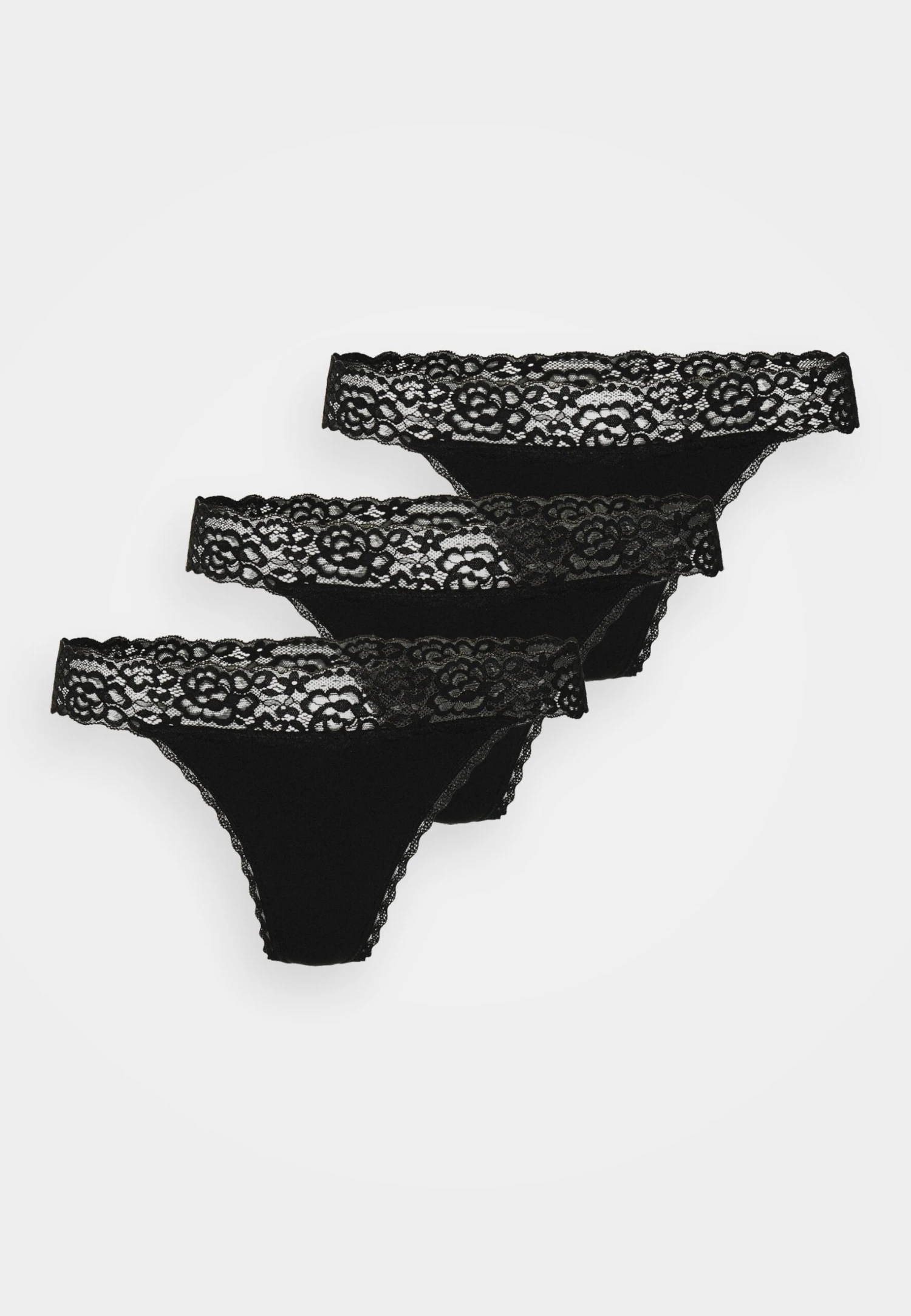 Anna Field 3Pp Margaret Cotton & LaceThong - String - Black 6 Anna Field 3Pp Margaret Cotton & LaceThong - String - Black - Afbeelding 4