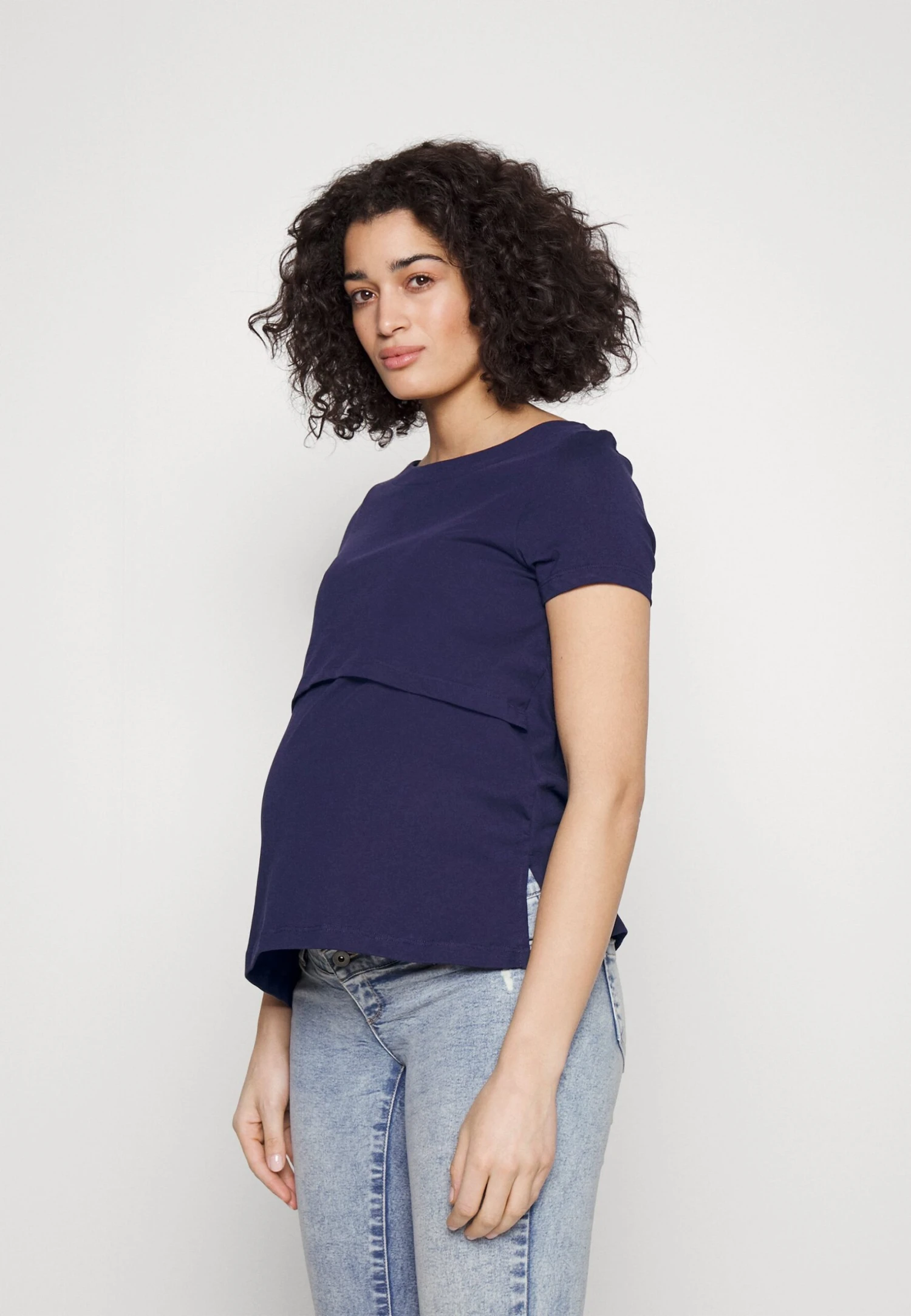 Maternity Long Tee- T-Shirt Basic - Dark Blue 3 Maternity Long Tee- T-Shirt Basic - Dark Blue