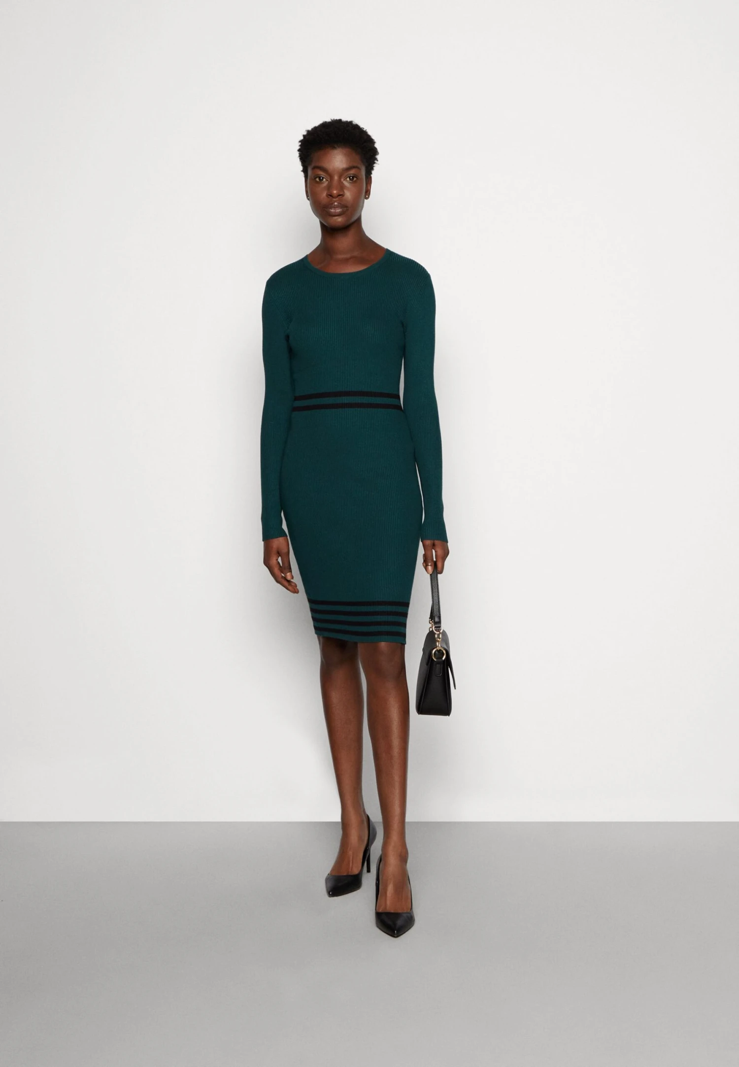 Anna Field Gebreide Jurk - Dark Green/Black 4 Anna Field Gebreide Jurk - Dark Green/Black - Afbeelding 2