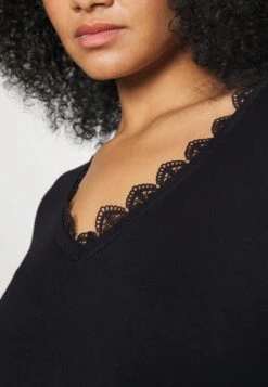 V Ausschnitt Mini Strickkleid Mit Gürtel Und Spitzeneinsatz - Gebreide Jurk - Black 13 V Ausschnitt Mini Strickkleid Mit Gürtel Und Spitzeneinsatz - Gebreide Jurk - Black -Anna Field 9767c2bf10c94c0790a4bd34c216faff