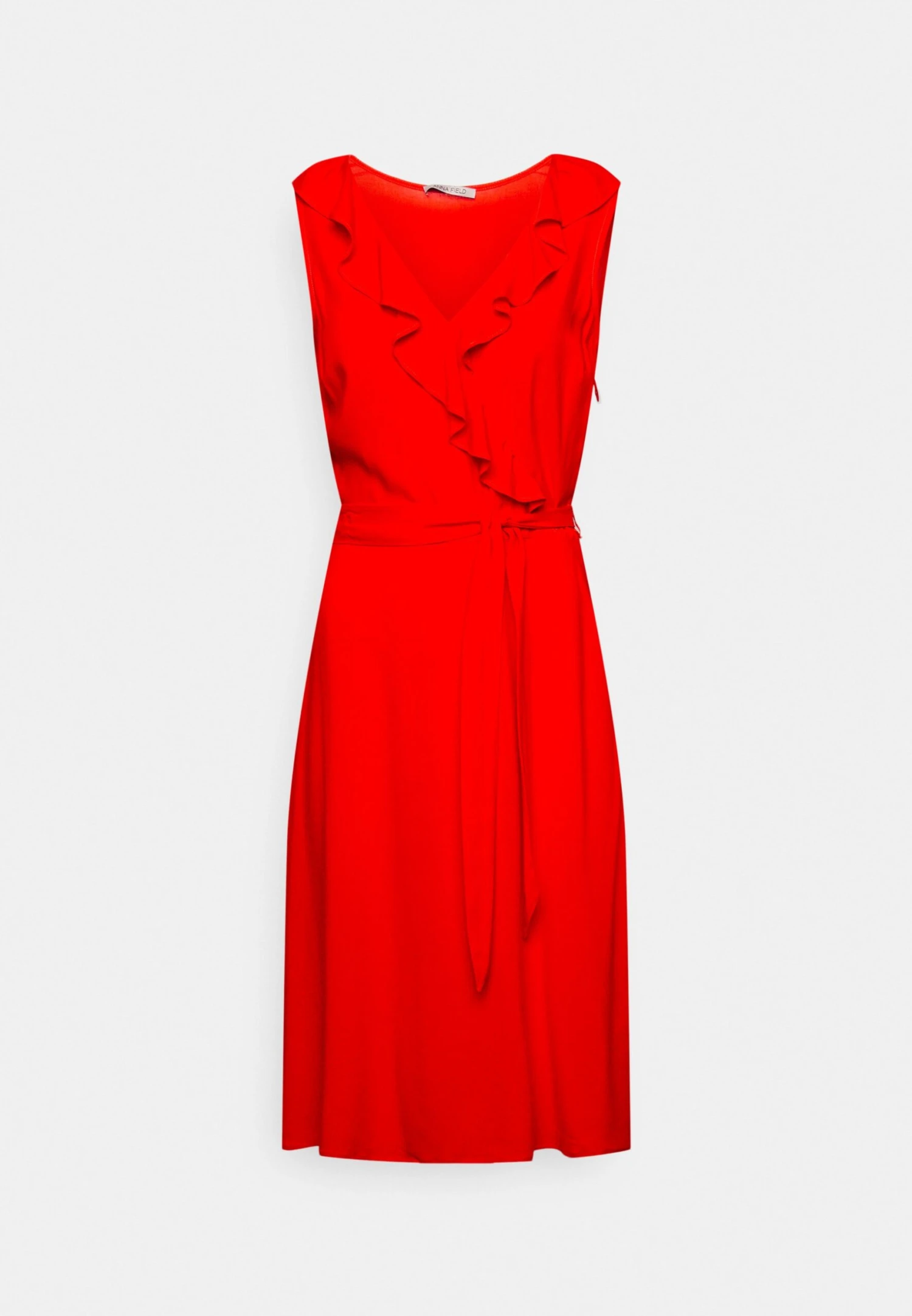 Anna Field Volant Midi Dress - Jurk - Red 3 Anna Field Volant Midi Dress - Jurk - Red