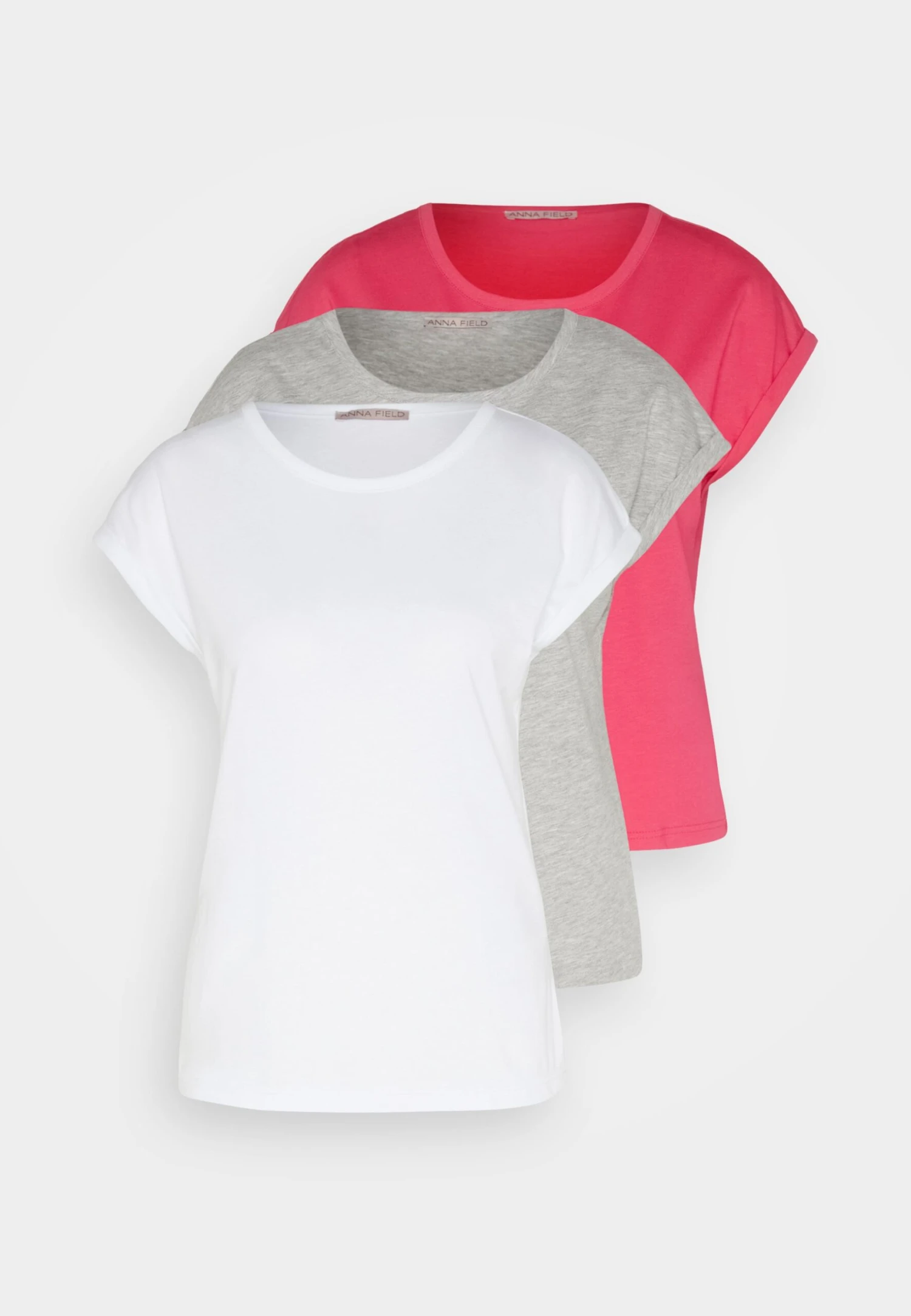 Anna Field 3 Pack - T-Shirt Basic - White/Mottled Light Grey 9 Anna Field 3 Pack - T-Shirt Basic - White/Mottled Light Grey - Afbeelding 7