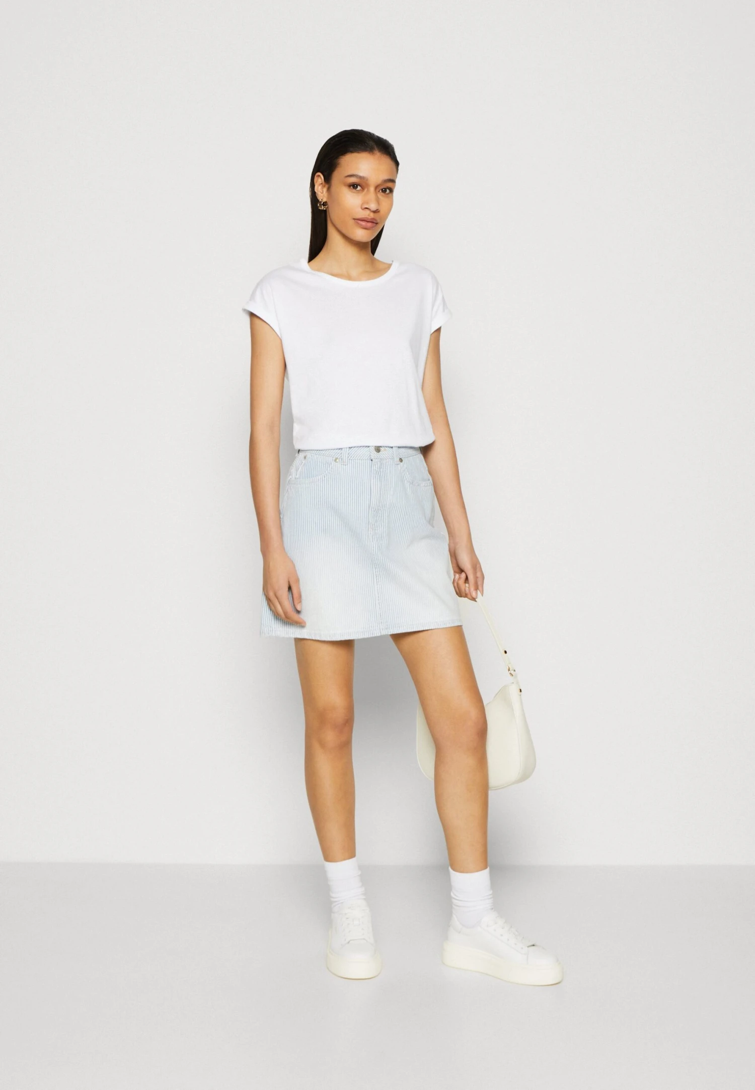 Anna Field 3 Pack - T-Shirt Basic - White/Mottled Light Grey 3 Anna Field 3 Pack - T-Shirt Basic - White/Mottled Light Grey