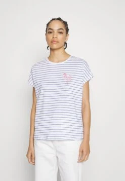 Anna Field Placed Stripe Flamingo Francesca- T-Shirt Print - White -Anna Field c97cfd78bd3d49aea404fd5940848568