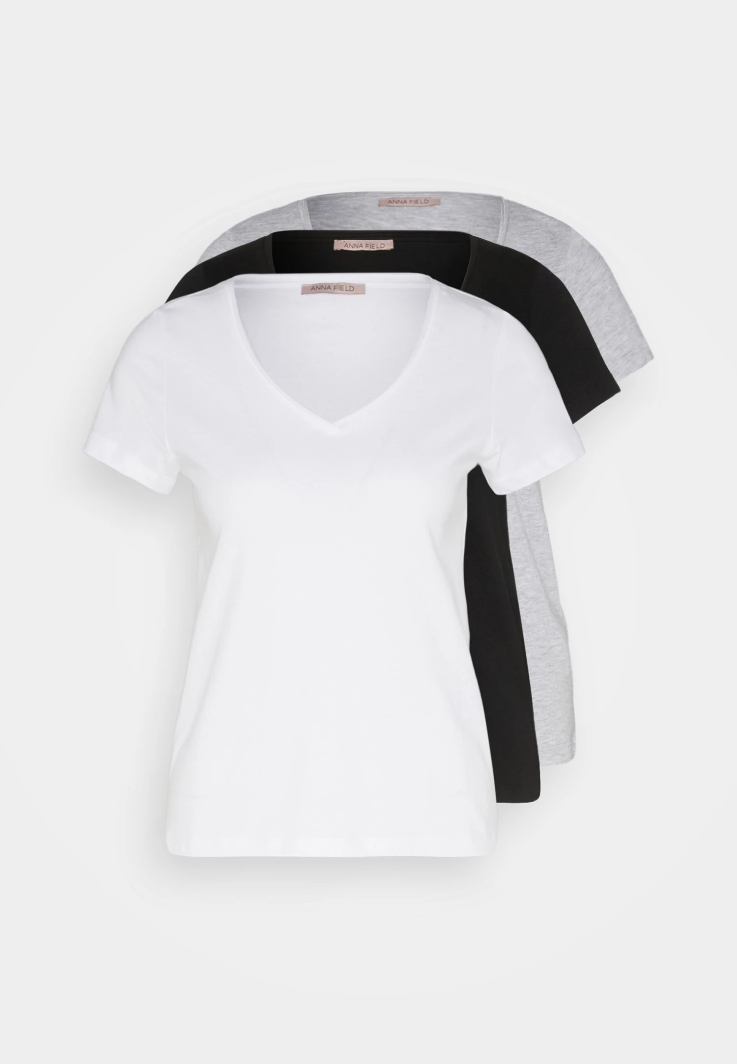 Anna Field 3 Pack- T-Shirt Basic - Black/White/Mottled Light Grey 9 Anna Field 3 Pack- T-Shirt Basic - Black/White/Mottled Light Grey - Afbeelding 7