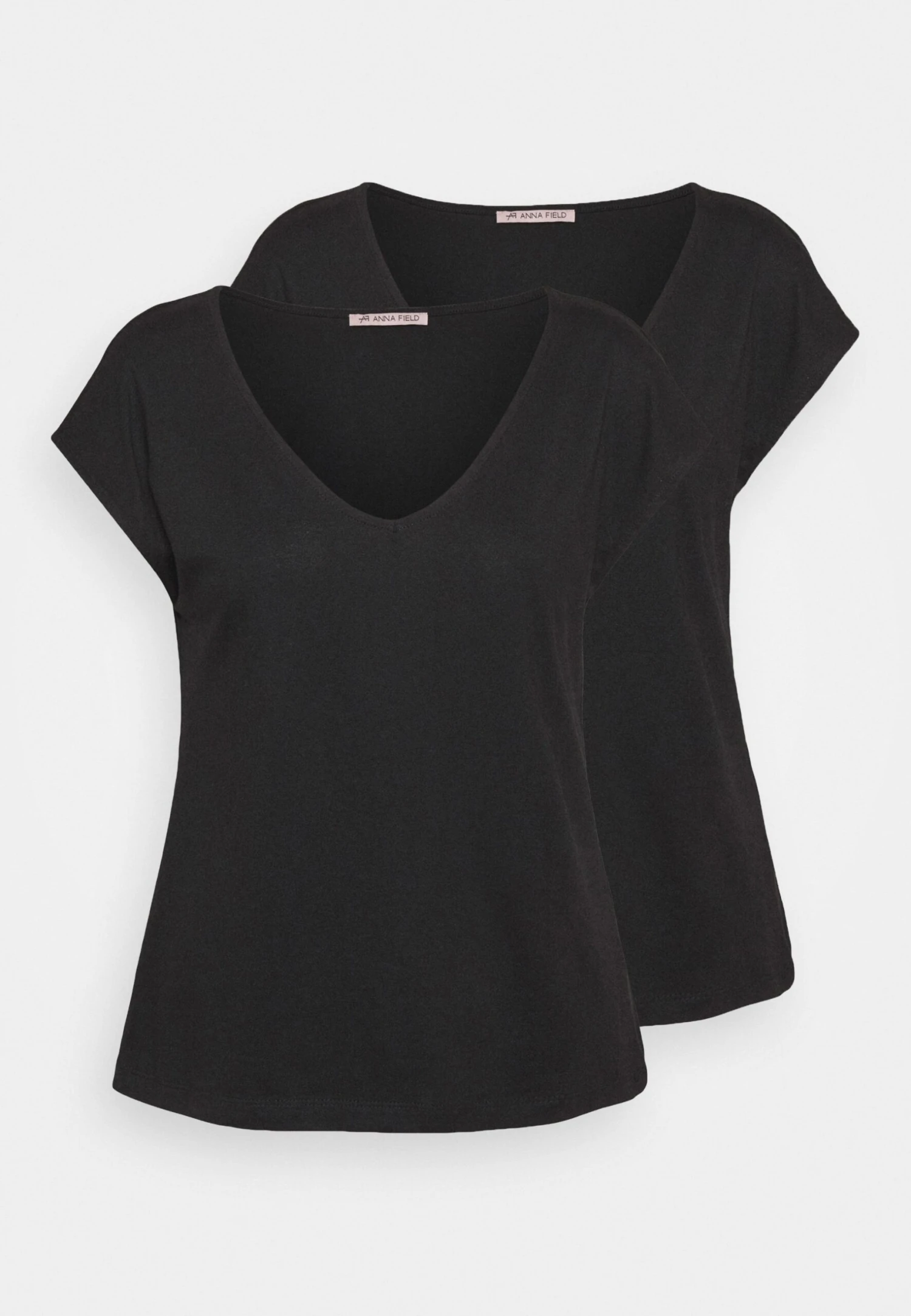 Anna Field Basic V Neck Drop Shoulder 2 Pack- T-Shirt Basic - Black 3 Anna Field Basic V Neck Drop Shoulder 2 Pack- T-Shirt Basic - Black