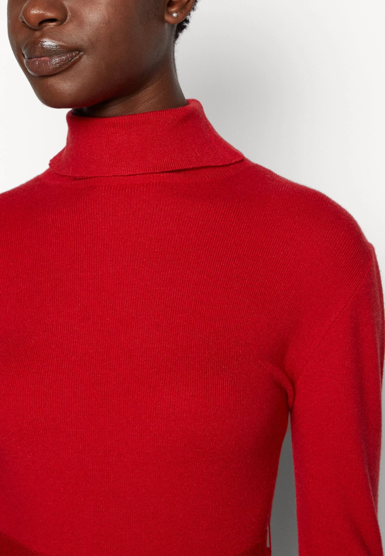 Anna Field Rollkragen Ripp Mini Strickkleid Mit Gürtel - Gebreide Jurk - Red 8 Anna Field Rollkragen Ripp Mini Strickkleid Mit Gürtel - Gebreide Jurk - Red - Afbeelding 6