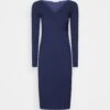 Anna Field V Ausschnitt Bodycon Midi Strickkleid - Etui-Jurk - Dark Blue -Anna Field ed11e698775342b484610be5fd9d769f