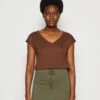 Anna Field T-Shirt Basic - Dark Brown -Anna Field f581e62bb467472a8f04d1b89258d7bd